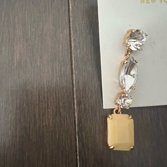 Kate Spade Drop Earrings Opening Night Gold Crystal Rhinestone Cream - Picture 2 of 3